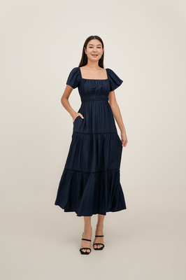 Avalynn Shirred Tiered Maxi Dress