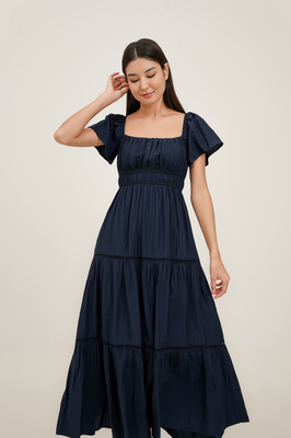 Avalynn Shirred Tiered Maxi Dress