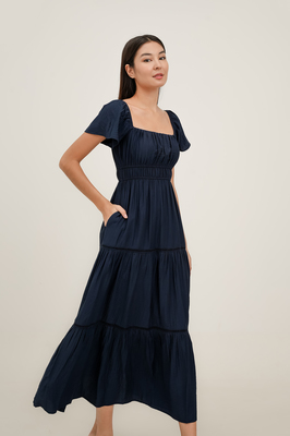 Avalynn Shirred Tiered Maxi Dress