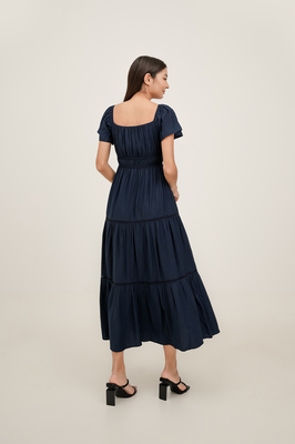 Avalynn Shirred Tiered Maxi Dress