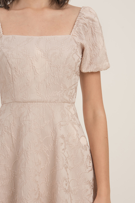 Velda Brocade Puff Sleeve Dress