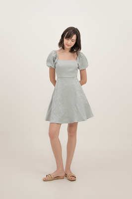 Velda Brocade Puff Sleeve Dress