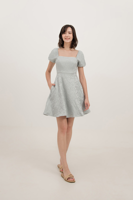 Velda Brocade Puff Sleeve Dress