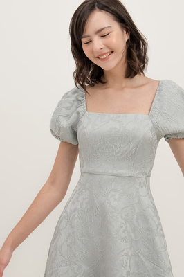 Velda Brocade Puff Sleeve Dress