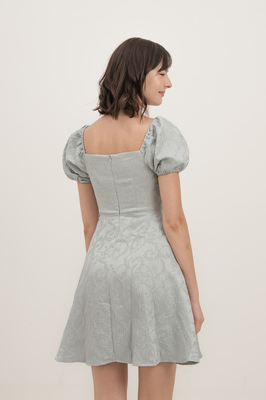 Velda Brocade Puff Sleeve Dress