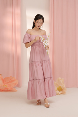 Avalynn Shirred Tiered Maxi Dress