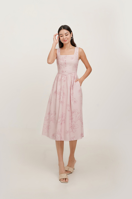 Veil Basque Waist Midi Dress