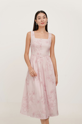 Veil Basque Waist Midi Dress