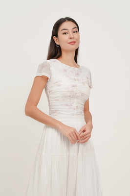 Veil Padded Mesh Ruched Top