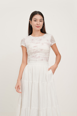 Veil Padded Mesh Ruched Top