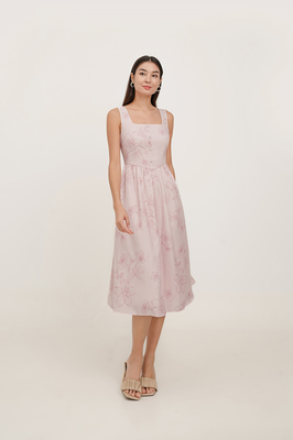 Veil Basque Waist Midi Dress