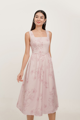 Veil Basque Waist Midi Dress