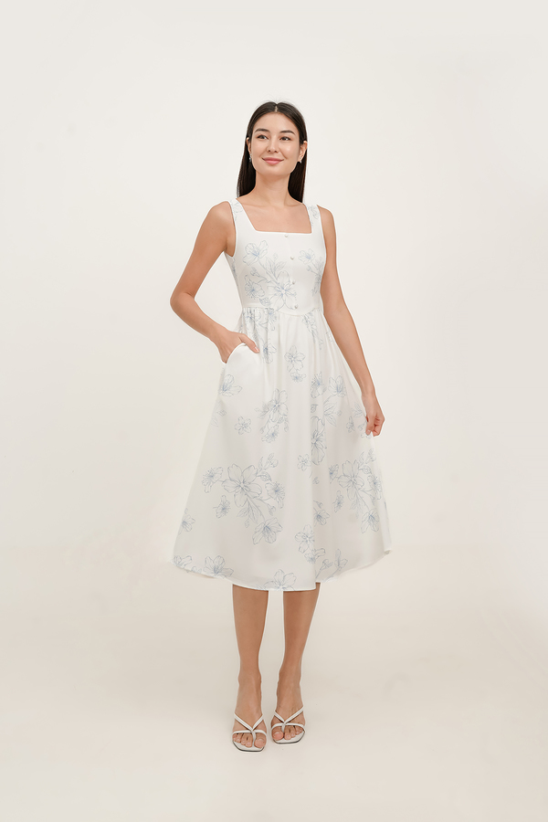 Veil Basque Waist Midi Dress