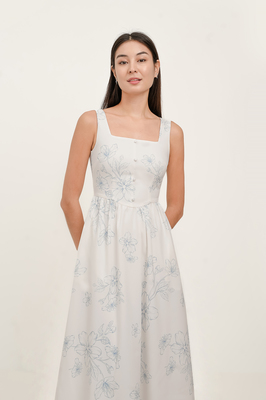 Veil Basque Waist Midi Dress