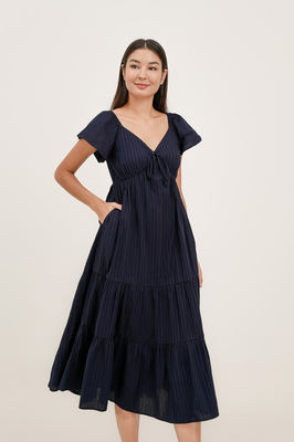 Eveline Padded Broderie Maxi Dress