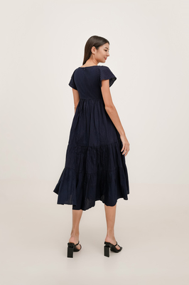 Eveline Padded Broderie Maxi Dress