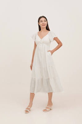 Eveline Padded Broderie Maxi Dress