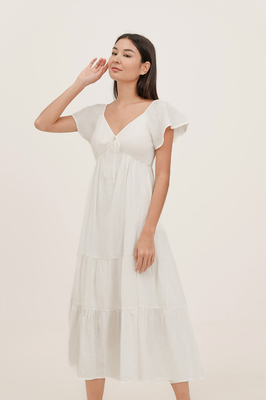 Eveline Padded Broderie Maxi Dress