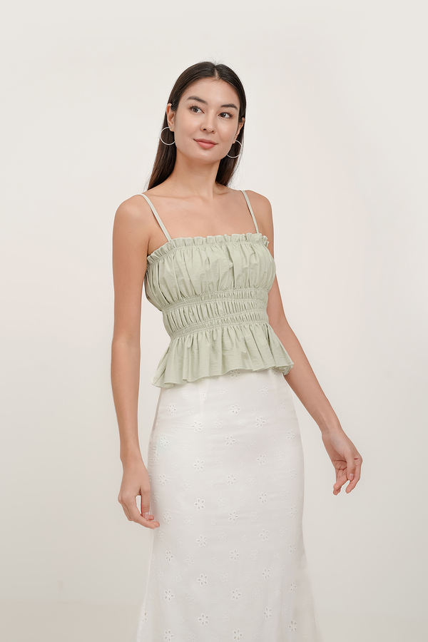 Avrie Asymmetric Shirred Top