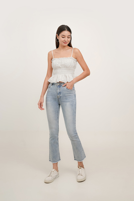 Avrie Asymmetric Shirred Top