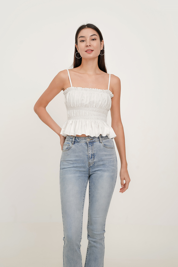 Avrie Asymmetric Shirred Top