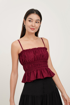 Avrie Asymmetric Shirred Top