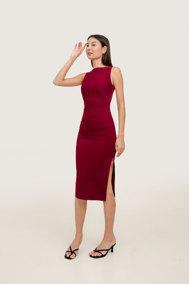 Kynd Padded Boat Neck Midi Dress