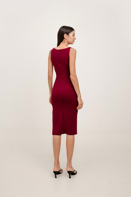 Kynd Padded Boat Neck Midi Dress