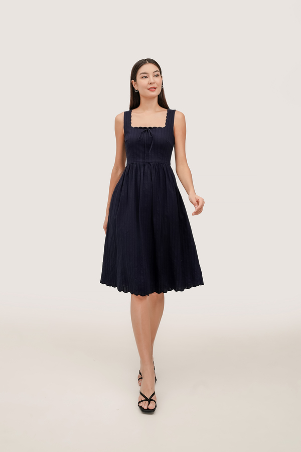 Fayelle Scallop Midi Dress