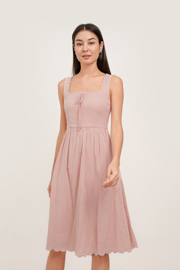 Fayelle Scallop Midi Dress