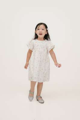 KIDS Verdance Floral Puff Sleeve Dress