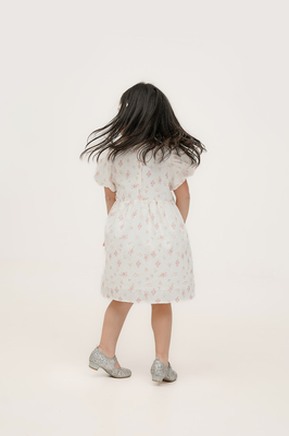 KIDS Verdance Floral Puff Sleeve Dress