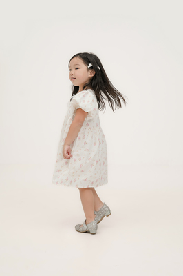 KIDS Verdance Floral Puff Sleeve Dress