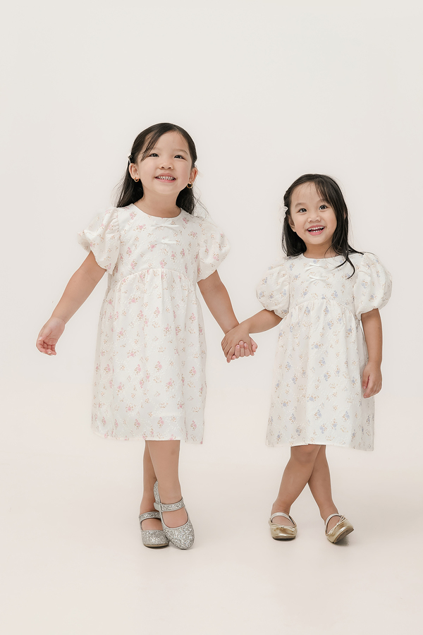 KIDS Verdance Floral Puff Sleeve Dress