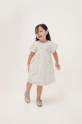 KIDS Verdance Floral Puff Sleeve Dress