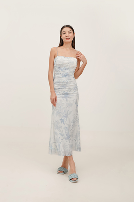 Mirage Mesh Ruched Maxi Dress