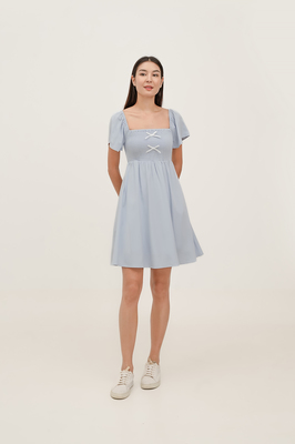 Harmony Bow Shirred Sleeve Dress