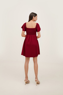 Harmony Bow Shirred Sleeve Dress