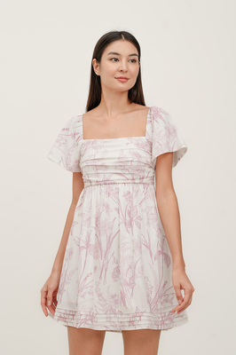 Mirage Flutter Sleeve Pintuck Dress