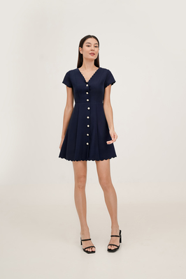 Tiara Scallop Sleeve Dress