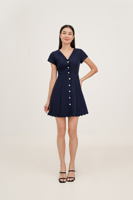 Tiara Scallop Sleeve Dress