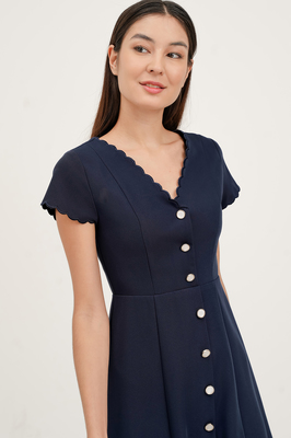 Tiara Scallop Sleeve Dress