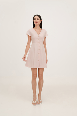 Tiara Scallop Sleeve Dress