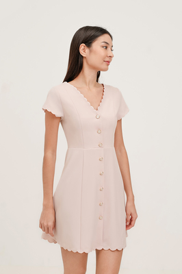 Tiara Scallop Sleeve Dress