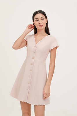 Tiara Scallop Sleeve Dress