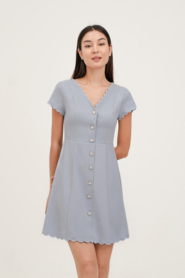 Tiara Scallop Sleeve Dress