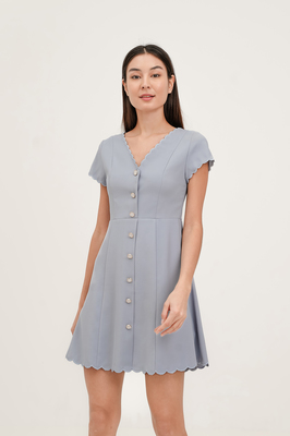 Tiara Scallop Sleeve Dress