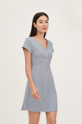 Tiara Scallop Sleeve Dress