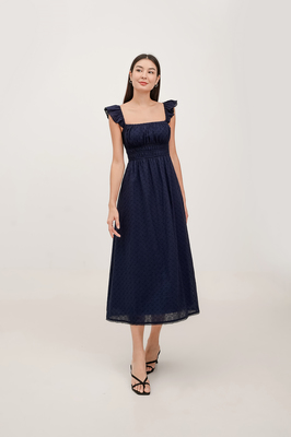 Tiana Broderie Ruffle Midi Dress