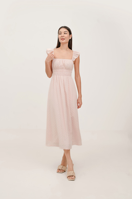 Tiana Broderie Ruffle Midi Dress